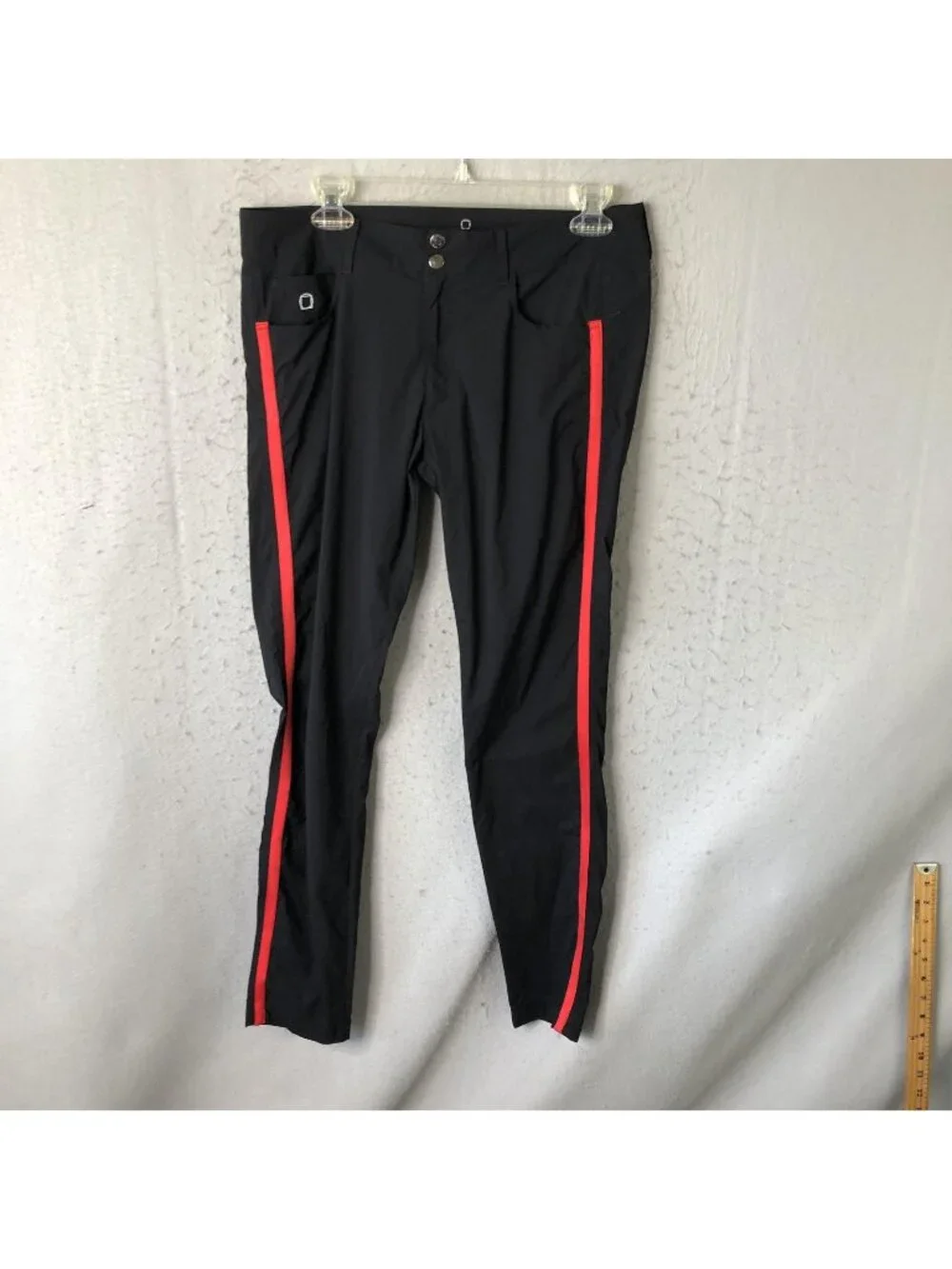 Anatomie Pants Womens M Black Microfiber Slim Side Stripe Zip Travel Stretch